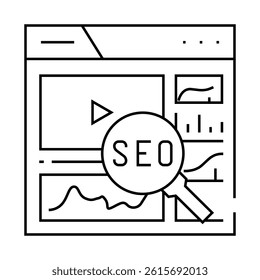 video seo line icon vector. video seo sign. isolated contour symbol black illustration