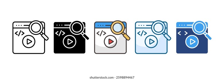Video Seo Optimization Icon Set Multiple Style Collection
