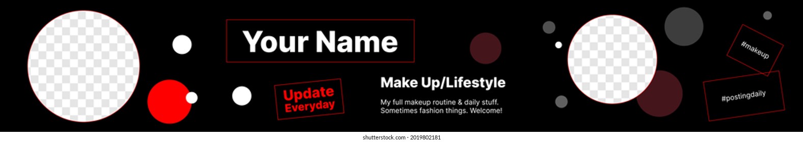 Video Service Horizontal Cover. Profile Editable Header. Banner For Your Channel Identity. Put Your Content under Background. Vector illustration