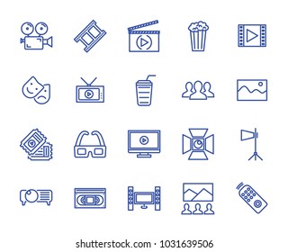 Video set vector lines icons. 64x64 pixel.