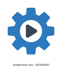 video setting vector glyph color icon 