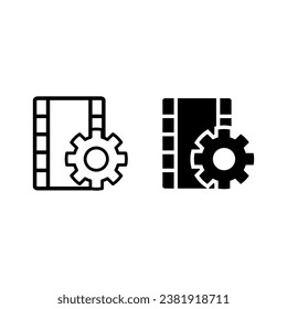 
Video settings icon. Video settings black filled and outlined icon isolated on white background from cinema collection. Line vector sign, symbol for web and mobile
