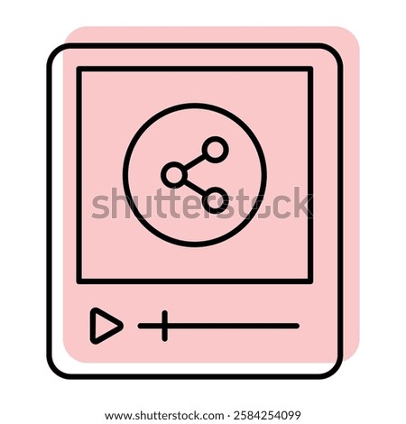 Video Sharing color shadow line icon outline icon, pixel perfect 