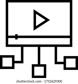 video, sharing, network line icon isolated on white background 