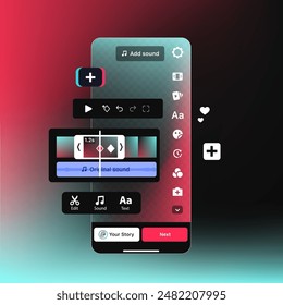 Video Sharing Platform. App for Create and Edit Short Clips. Video production Montage concept. Vector illustration