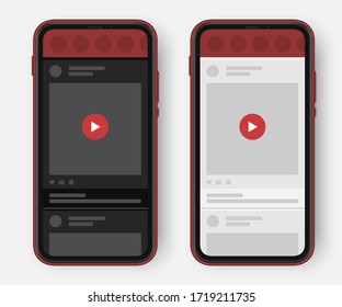 Video Sharing Socail Media Post In Dark And Light Themes.