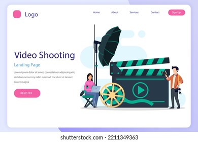 Página de inicio del concepto de grabación de vídeo plantilla de vector plana