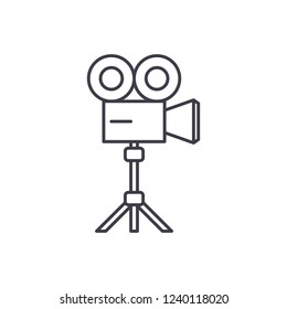 Video shooting line icon concept. Video shooting vector linear illustration, symbol, sign