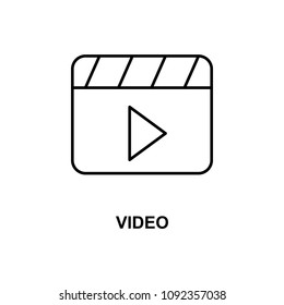 video sign icon. Element of simple web icon with name for mobile concept and web apps. Thin line video sign icon can be used for web and mobile on white background