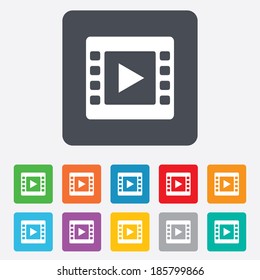 Video sign icon. Video frame symbol. Rounded squares 11 buttons. Vector