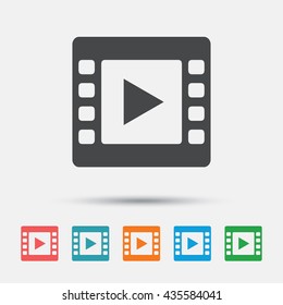 Video sign icon. Video frame symbol. Graphic element on white background. Colour clean flat video icons. Vector