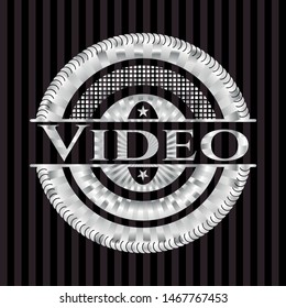 Video silver emblem or badge. Vector Illustration. Mosaic.