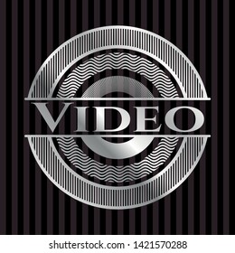 Video silver shiny badge. Vector Illustration. Mosaic.