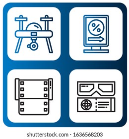 video simple icons set. Contains such icons as Drone, Billboards, Film, d movie, can be used for web, mobile and logo