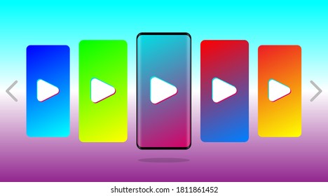 Video Slide Show on Smartphone illustration Vector video streaming