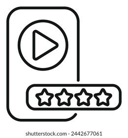 Video smartphone content icon outline vector. Rating media online. Click button