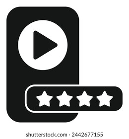 Video smartphone content icon simple vector. Rating media online. Click button