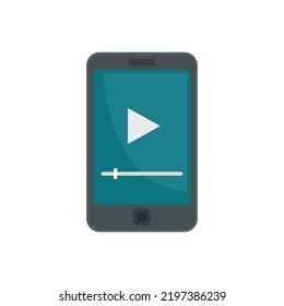 Video smartphone icon. Flat illustration of video smartphone vector icon isolated on white background