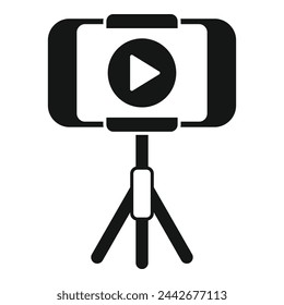 Video smartphone on tripod icon simple vector. Online media. New record content