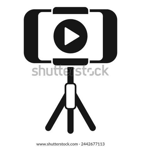 Video smartphone on tripod icon simple vector. Online media. New record content