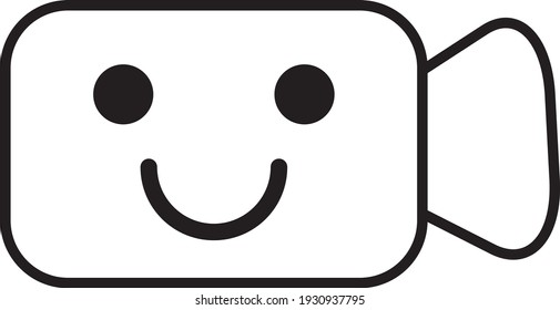 Video smile rounded icon. Simple black icon sign in flat style 
isolated on white background. 
Simple vector symbol for web site design or button to mobile app. 
Vector illustration.