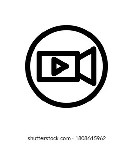 Video (Social and Messaging UI) icon outline vector. isolated on white background