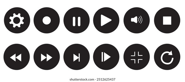 Video y conjunto de iconos de sonido. Video sonido, Ilustración vectorial de iconos mudos