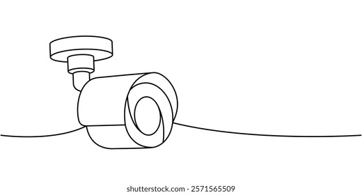 Video spy camera one line continuous drawing. Security surveillance system. Vector illustration