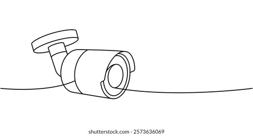 Video spy camera one line continuous drawing. Video surveillance. Vector illustration