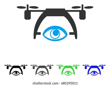 Video Spy Drone flat vector icon. Colored video spy drone gray, black, blue, green pictogram variants. Flat icon style for application design.