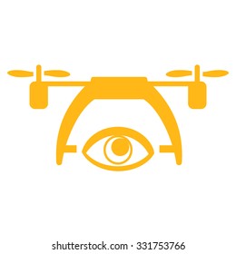 Video Spy Drone vector icon. Style is flat symbol, yellow color, rounded angles, white background.