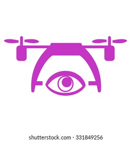 Video Spy Drone vector icon. Style is flat symbol, violet color, rounded angles, white background.