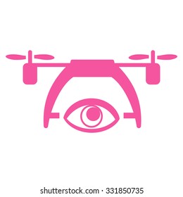 Video Spy Drone vector icon. Style is flat symbol, pink color, rounded angles, white background.