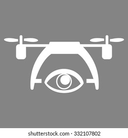 Video Spy Drone vector icon. Style is flat symbol, white color, rounded angles, gray background.
