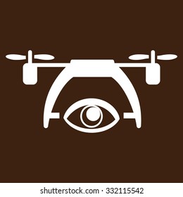 Video Spy Drone vector icon. Style is flat symbol, white color, rounded angles, brown background.
