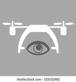 Video Spy Drone vector icon. Style is bicolor flat symbol, dark gray and white colors, rounded angles, silver background.