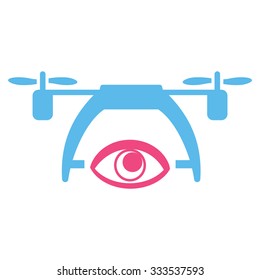 Video Spy Drone vector icon. Style is bicolor flat symbol, pink and blue colors, rounded angles, white background.