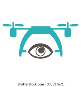 Video Spy Drone vector icon. Style is bicolor flat symbol, grey and cyan colors, rounded angles, white background.