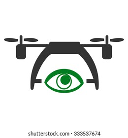Video Spy Drone vector icon. Style is bicolor flat symbol, green and gray colors, rounded angles, white background.
