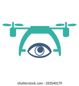 Video Spy Drone vector icon. Style is bicolor flat symbol, cobalt and cyan colors, rounded angles, white background.