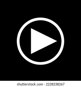 Video start button vector icon with circle on black background. Vector illustration