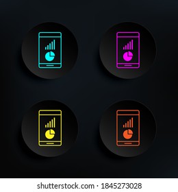 Video stats dark badge color set icon. Simple thin line, outline vector of web icons for ui and ux, website or mobile application