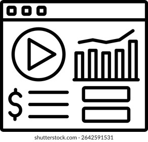 Video stats vector icon. Can be used for printing, mobile and web applications.