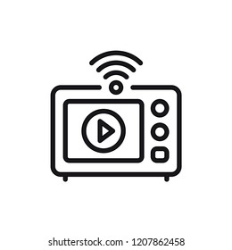 Video stream icon line. Isolated symbol on online education topic with video stream icon, live streaming and media meaning vector illustration.