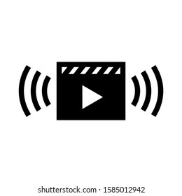 Video stream vector icon in black flat design on white background