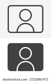 Ícone de estilo diferente do blogger de fluxo de vídeo definido com o quadro do usuário. Linha moderna, contorno e ícone sólido sinal de vetor de traçado editável e símbolo para ícone de blogger.