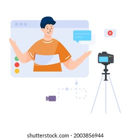 A video streaming flat illustration editable design