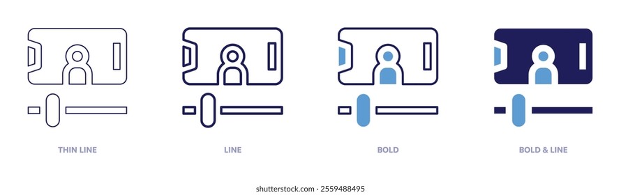 Video streaming icon in 4 different styles. Thin Line, Line, Bold, and Bold Line. Duotone style. Editable stroke.