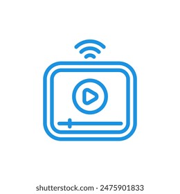 Video streaming icon with blue line design 