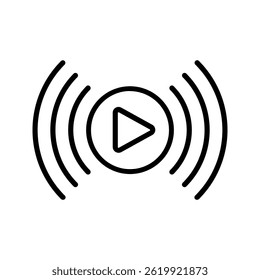 ícone de streaming de vídeo cor editável no fundo branco